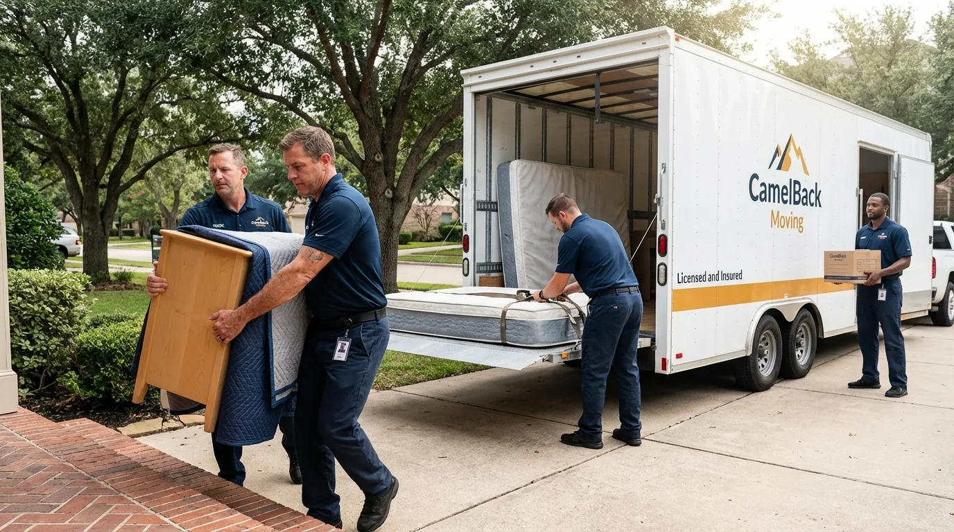 Crew loading residential truck for cross-state move from Stratford, OK